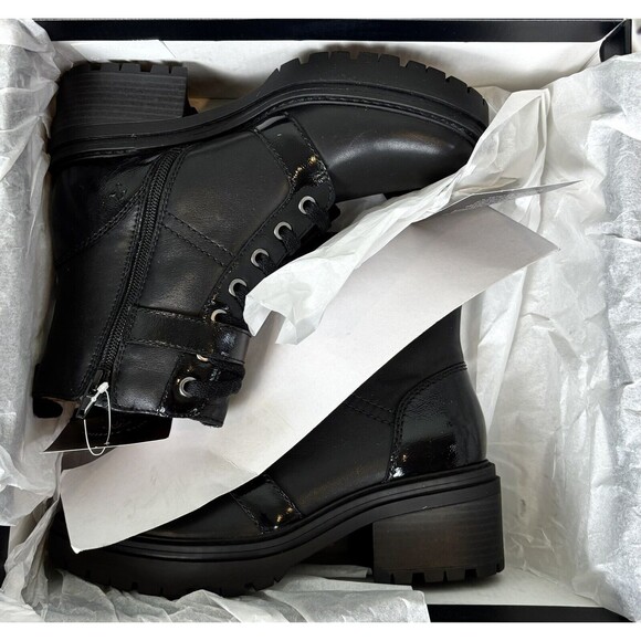 NEW Women's Moto Punk Grunge Black Zip Boots 6.5 M - Picture 2 of 12